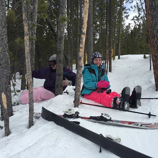 Skiing through the trees to crashing into the trees- it all happens so fast.  #sking #skinginthetrees #keystone #skisafe
