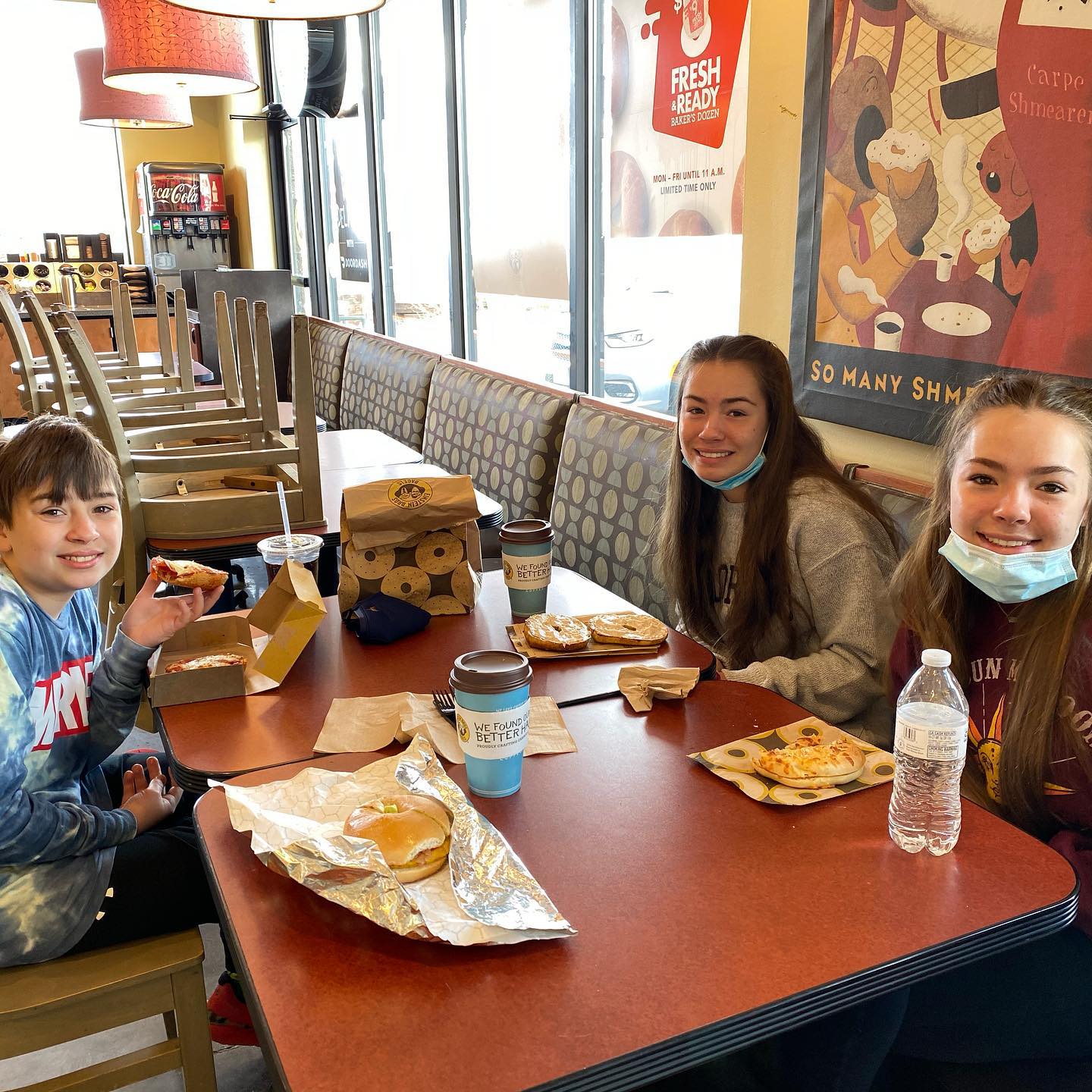 Starting off the morning right- bagels any way you can imagine at Einstein Bagels! They were delicious and coffee is good too.  Say Good Morning Sunshine!
#goodmornings #goodbreakfasts #familymealtimes #bagelbites
