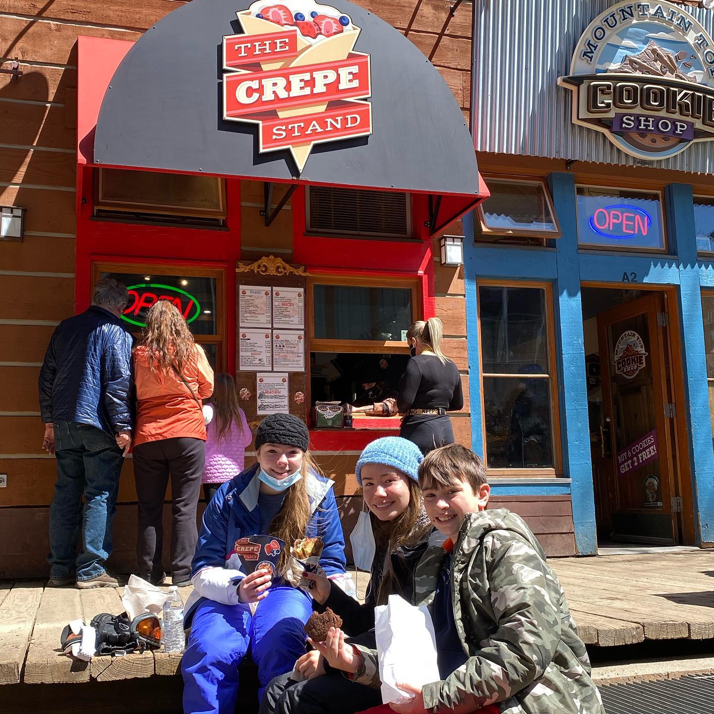 Eating crepes at the base of Keystone - these are the best!! We love them all- from a lunch to a sweet dessert- anything inside a crepe is awesome! #crepes #crepes@keystone #crepelunch